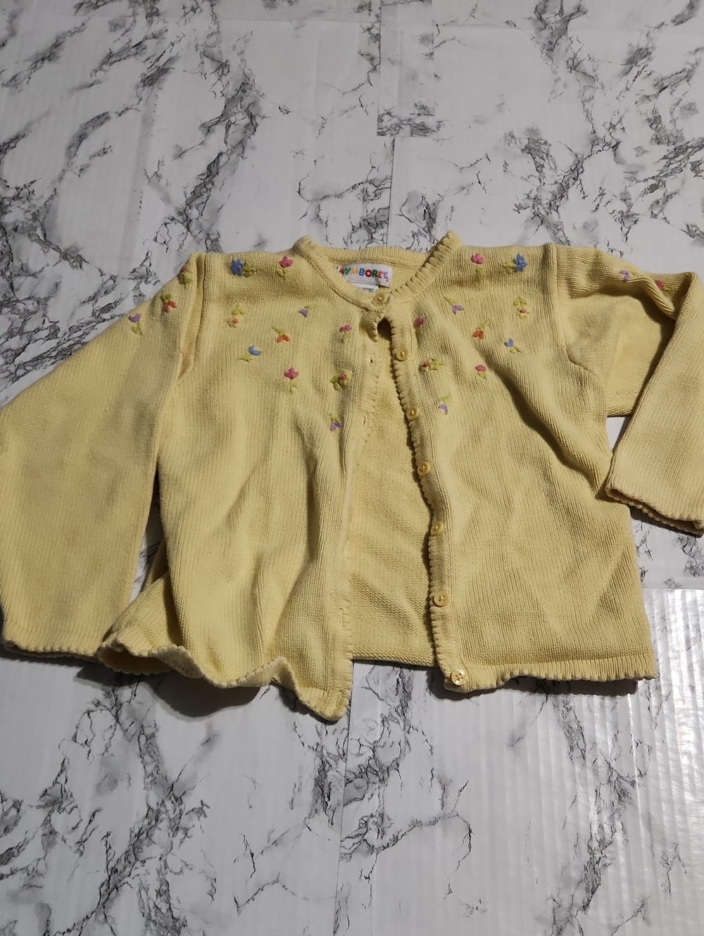 Vintage 90s Y2K Gymboree Yellow Floral Embroidered Cardigan